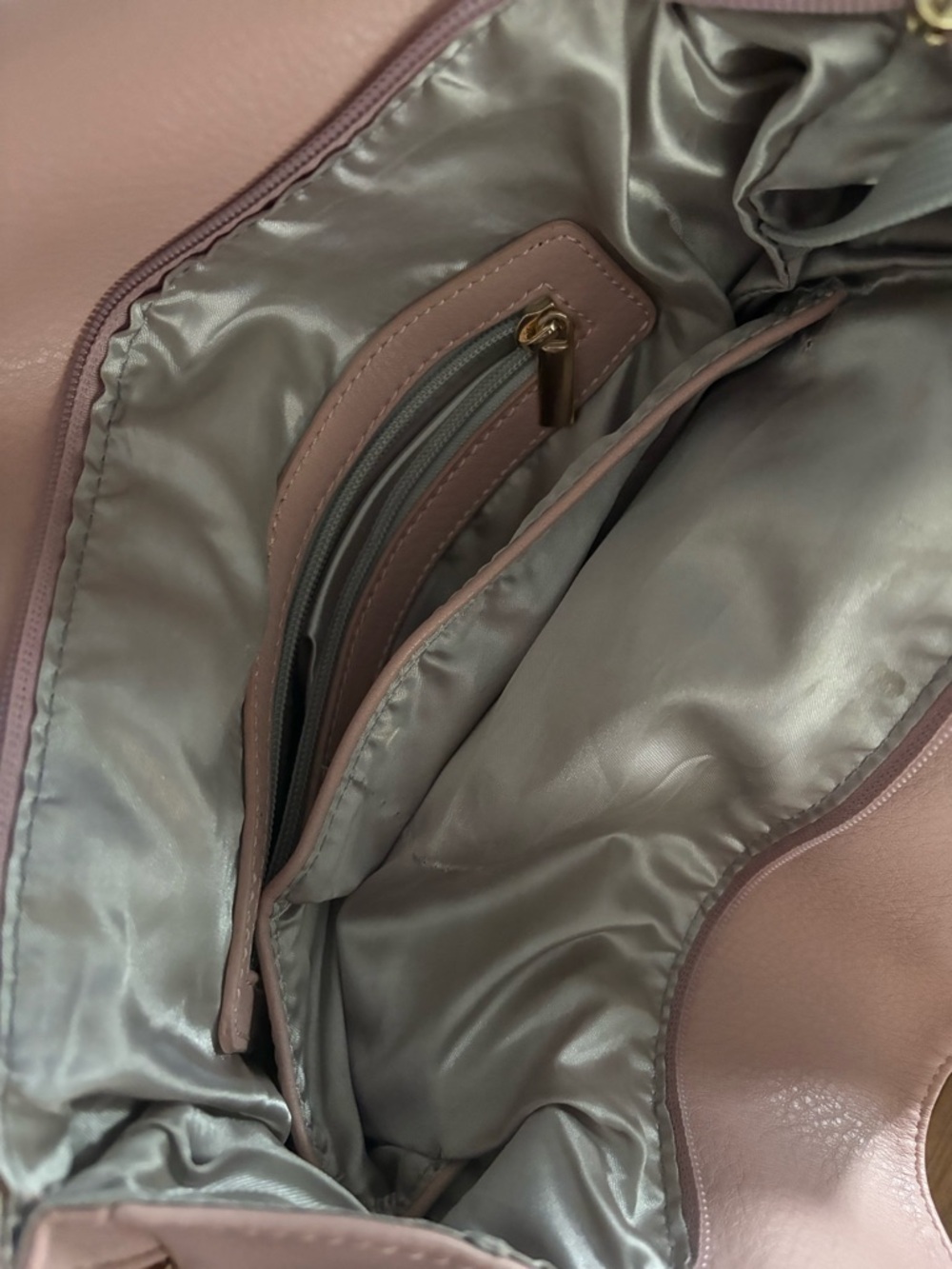 Women’s Leather Shoulder Bag in Blush Pink with Gold Bead Trim - Picture 5 of 7
